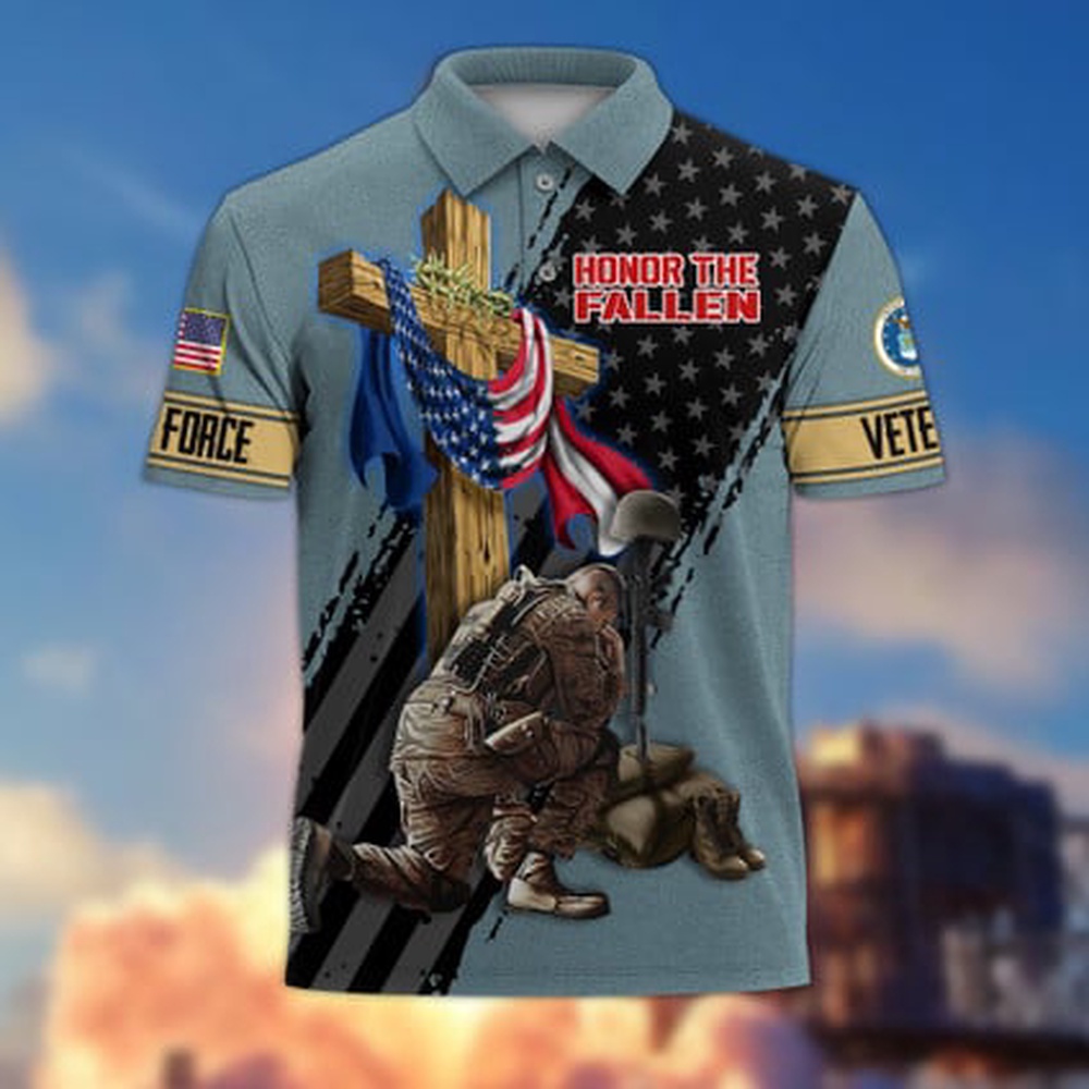 Veteran Polo Shirt, Honor The Fallen US Air Force Veterans Polo Shirt