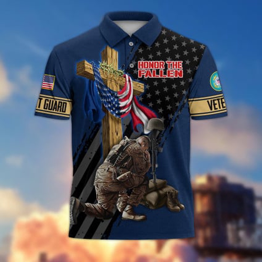 Veteran Polo Shirt, Honor The Fallen US Coast Guard Veterans Polo Shirt Veteran Polo Shirt, Honor The Fallen US Coast Guard Veterans Polo Shirt