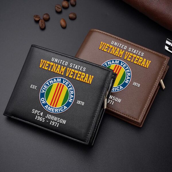 Vietnam Veteran Military Men Wallet Custom Name And Year, US Military Men Wallet, Veteran Wallet