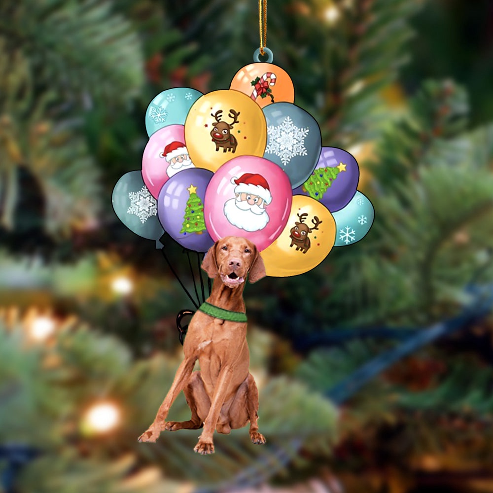 Vizsla With Balloons Christmas Ornament, Christmas Ornament, Dog Ornament, Xmas Dog Ornaments Vizsla With Balloons Christmas Ornament, Christmas Ornament, Dog Ornament, Xmas Dog Ornaments