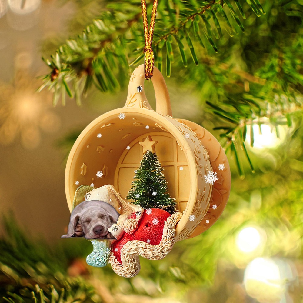 Weimaraner Sleeping In A Cup Christmas Ornament, Christmas Ornament, Dog Ornament, Xmas Dog Ornaments Weimaraner Sleeping In A Cup Christmas Ornament, Christmas Ornament, Dog Ornament, Xmas Dog Ornaments
