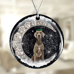 Weimaraner With Crown Diamond Ornament, Christmas Ornament,…