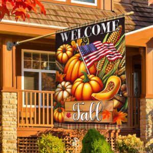 Welcome Fall Pumpkins Harvest Thanksgiving Flag, Halloween…