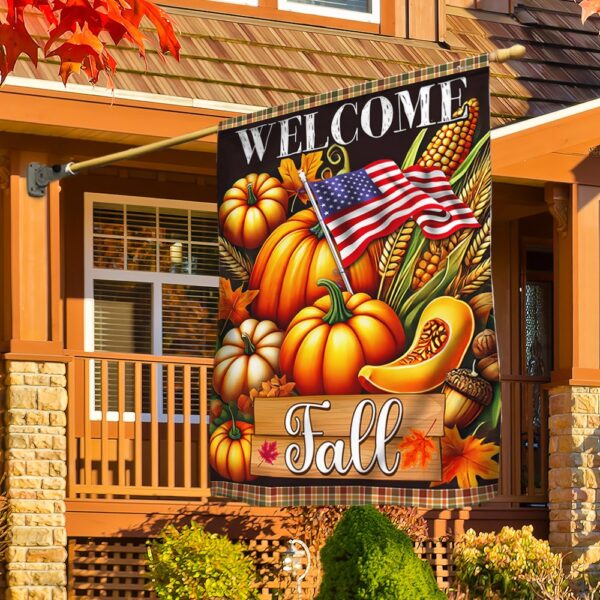 Welcome Fall Pumpkins Harvest Thanksgiving Flag, Halloween Flag, Halloween Garden Flags, Halloween House Flags