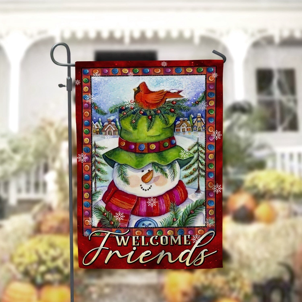 Welcome Friends Garden FlagXmas, Garden Flags, Outdoor Xmas Flags, Christmas Flag Outdoor