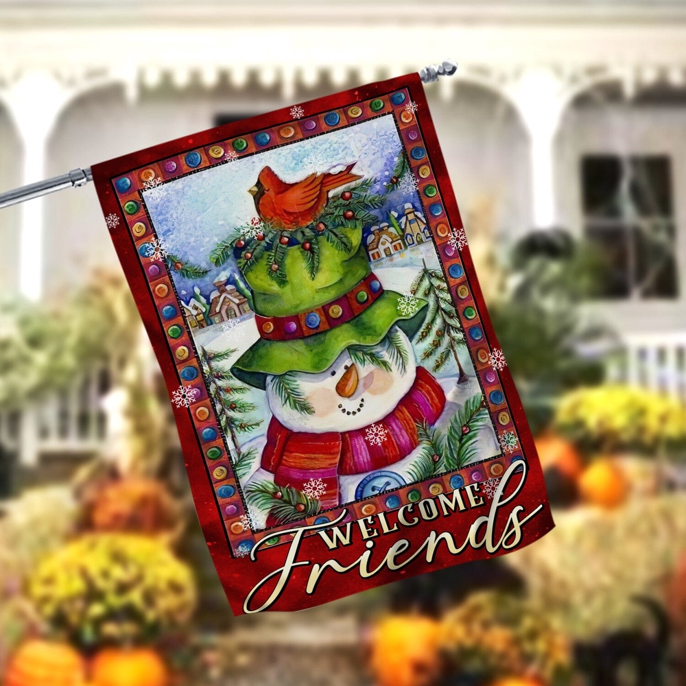 Welcome Friends Garden FlagXmas, Garden Flags, Outdoor Xmas Flags, Christmas Flag Outdoor
