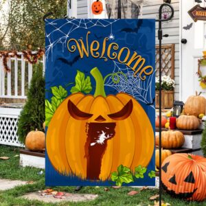 Welcome Vermont Pumpkins Halloween Fall Flag Halloween Flag Halloween Garden Flags Halloween House Flags 4 heespn.jpg