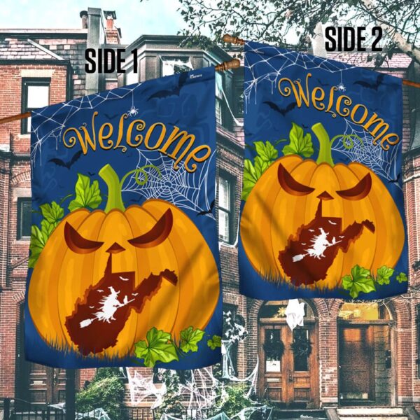 Welcome West Virginia Pumpkins Halloween Flag, Halloween Flag, Halloween Garden Flags, Halloween House Flags