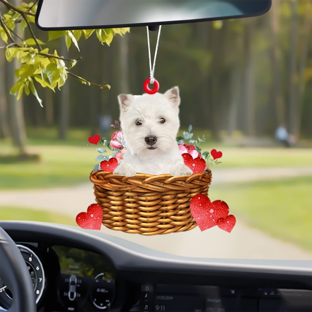 West-Highland-White-Terrier With Rose & Heart Ornament, Christmas Ornament, Dog Ornament, Xmas Dog Ornaments West-Highland-White-Terrier With Rose & Heart Ornament, Christmas Ornament, Dog Ornament, Xmas Dog Ornaments