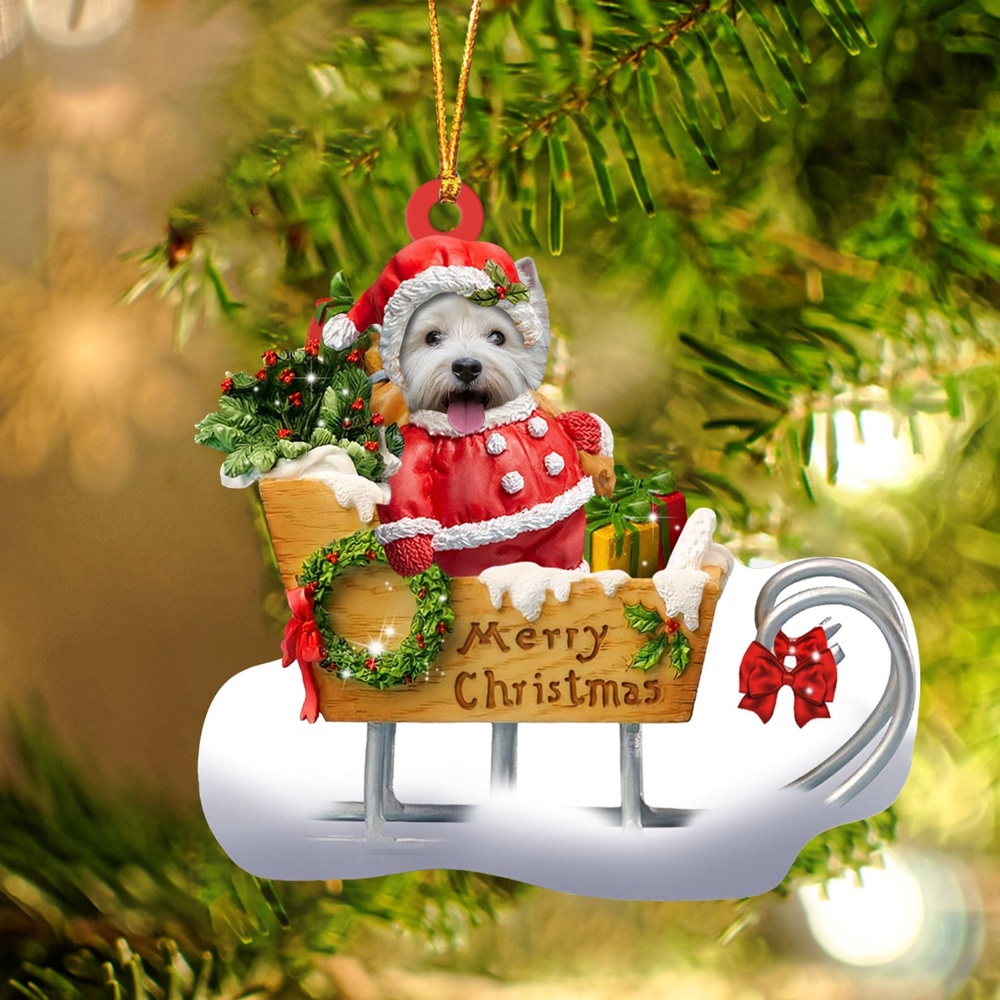 West Highland White Terrier Merry Christmas Ornament, Christmas Ornament, Dog Ornament, Xmas Dog Ornaments
