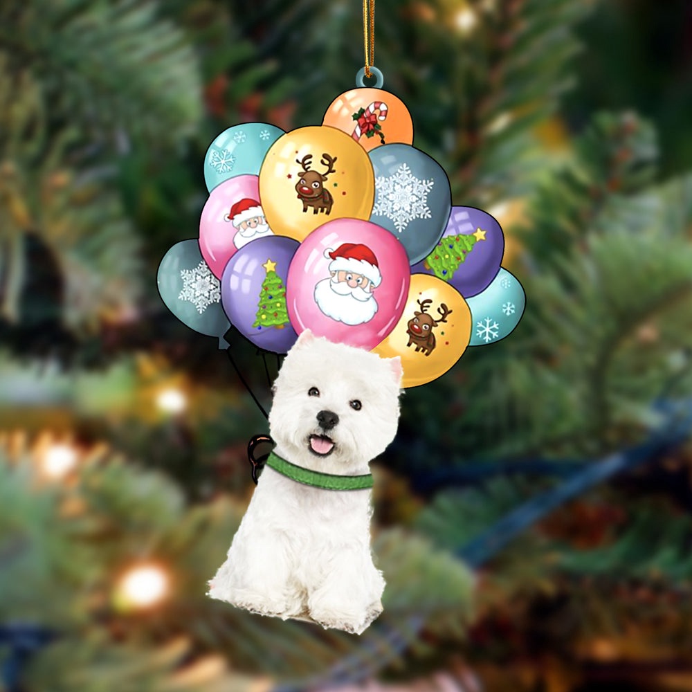 West Highland White Terrier With Balloons Christmas Ornament, Christmas Ornament, Dog Ornament, Xmas Dog Ornaments West Highland White Terrier With Balloons Christmas Ornament, Christmas Ornament, Dog Ornament, Xmas Dog Ornaments