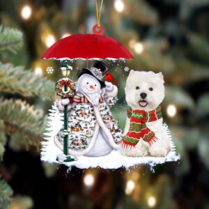 West Highland White Terrier With Snowman Christmas…