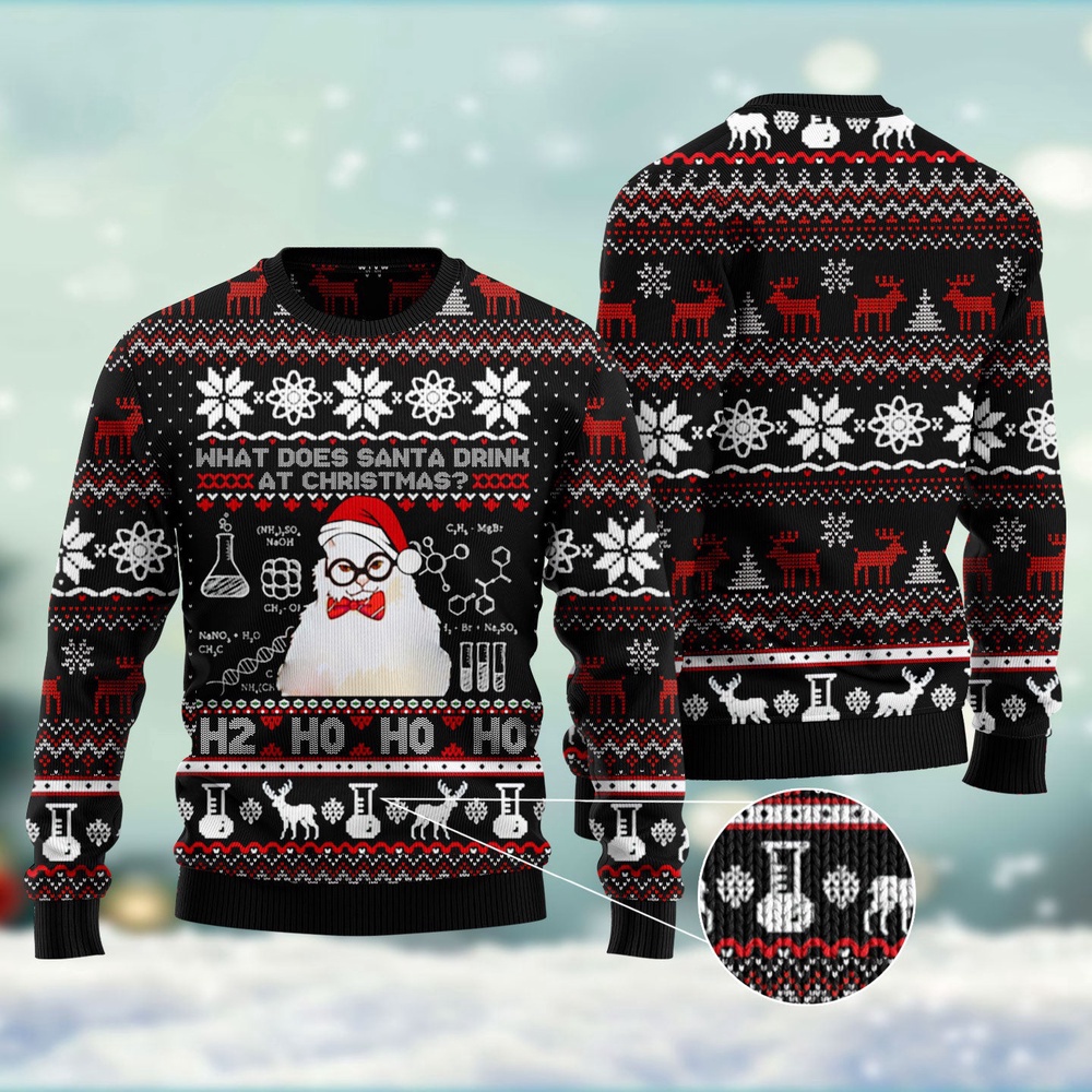 What Does Santa Drink At Christmas Ugly Christmas Sweater, Christmas Sweater, Ugly Sweater, Funny Xmas Sweaters What Does Santa Drink At Christmas Ugly Christmas Sweater, Christmas Sweater, Ugly Sweater, Funny Xmas Sweaters