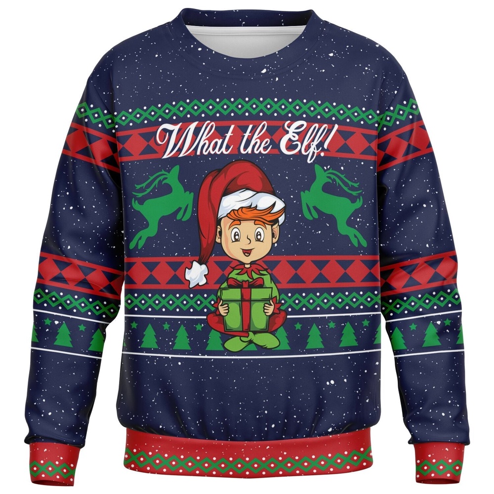 What the Elf Ugly Christmas Sweater, Christmas Sweater, Ugly Sweater, Funny Xmas Sweaters What the Elf Ugly Christmas Sweater, Christmas Sweater, Ugly Sweater, Funny Xmas Sweaters