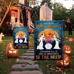 Witchcraft Halloween Witch Property Trespassers Will Be Used As Ingredients In The Brew Flag Halloween Flag Halloween Garden Flags 3 bmwqmb.jpg