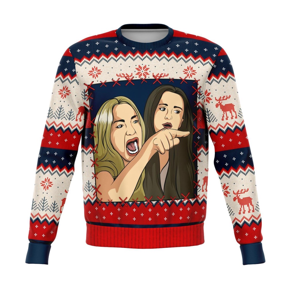 Woman Yelling at Smudge the Cat Meme V2 Christmas Ugly Sweater, Christmas Sweater, Ugly Sweater, Funny Xmas Sweaters