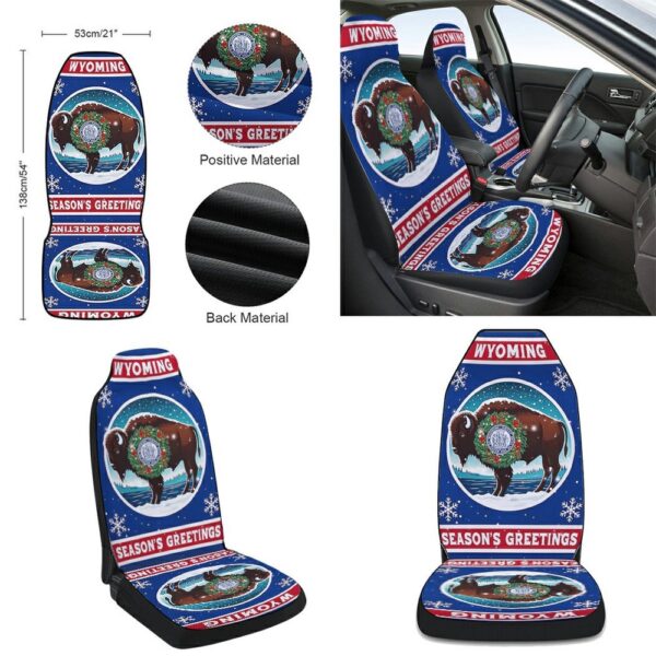 Wyoming Christmas Season Greetings Seat Cover Cars, Christmas Car Seat Cover, Car Seat Cover