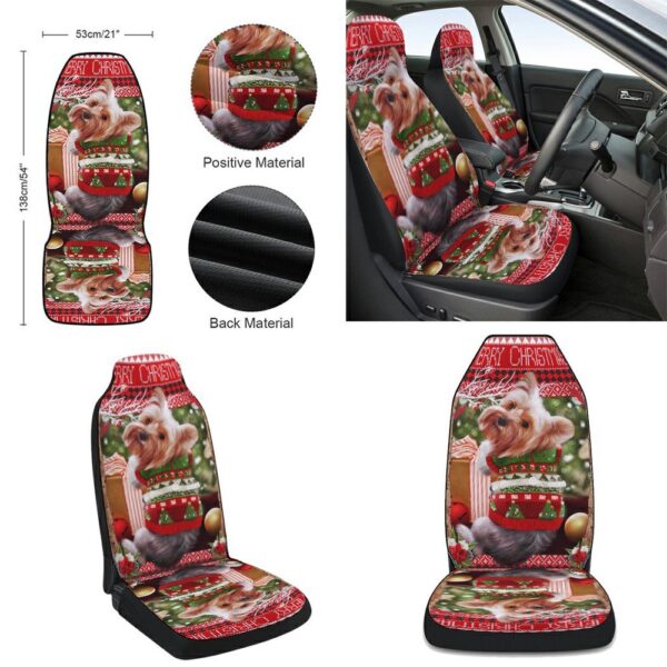 Yorkie Christmas Seat Cover Cars, Christmas Car Seat Cover, Car Seat Cover