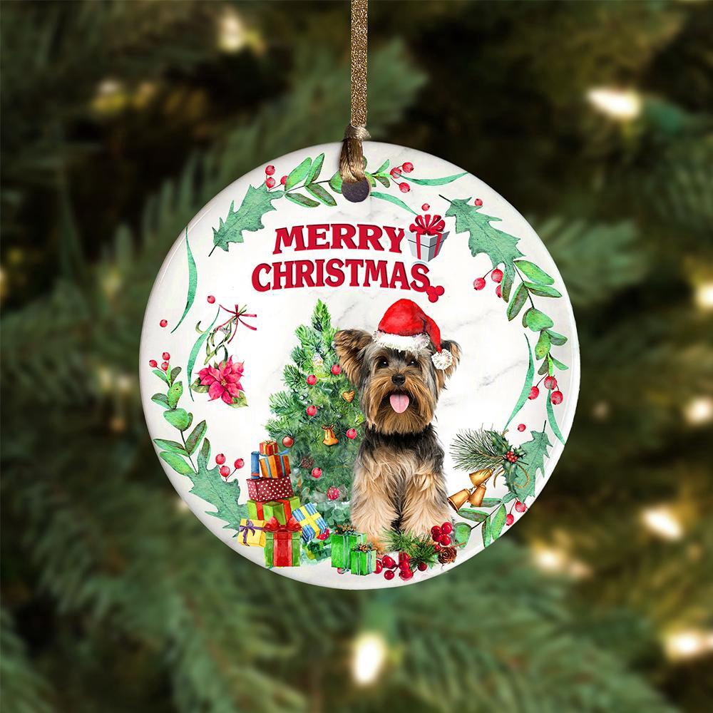 Yorkshire-Terrier Tree Merry Christmas Ornament, Christmas Ornament, Dog Ornament, Xmas Dog Ornaments