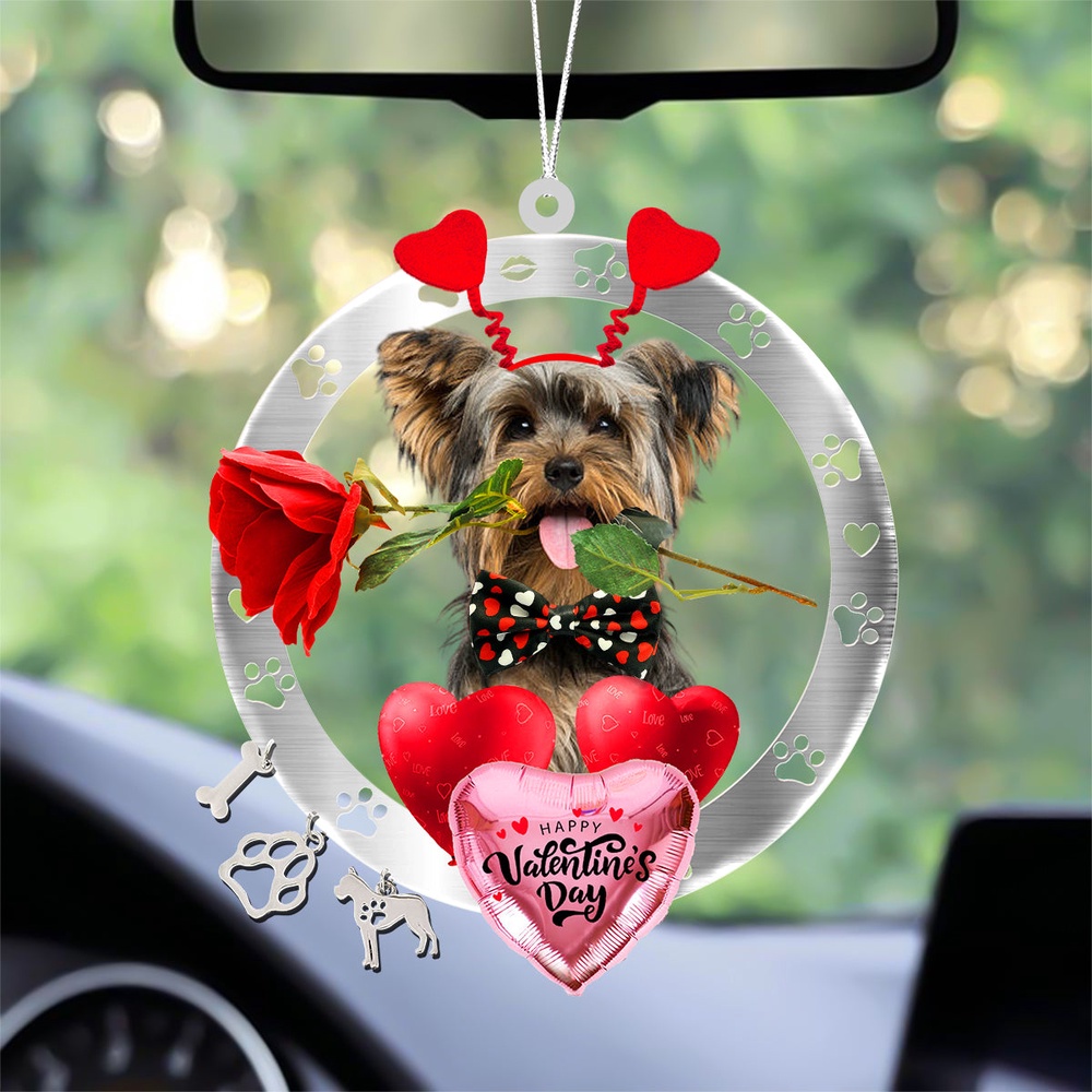 Yorkshire Terrier With Rose & Heart Balloon Ornament, Christmas Ornament, Dog Ornament, Xmas Dog Ornaments Yorkshire Terrier With Rose & Heart Balloon Ornament, Christmas Ornament, Dog Ornament, Xmas Dog Ornaments