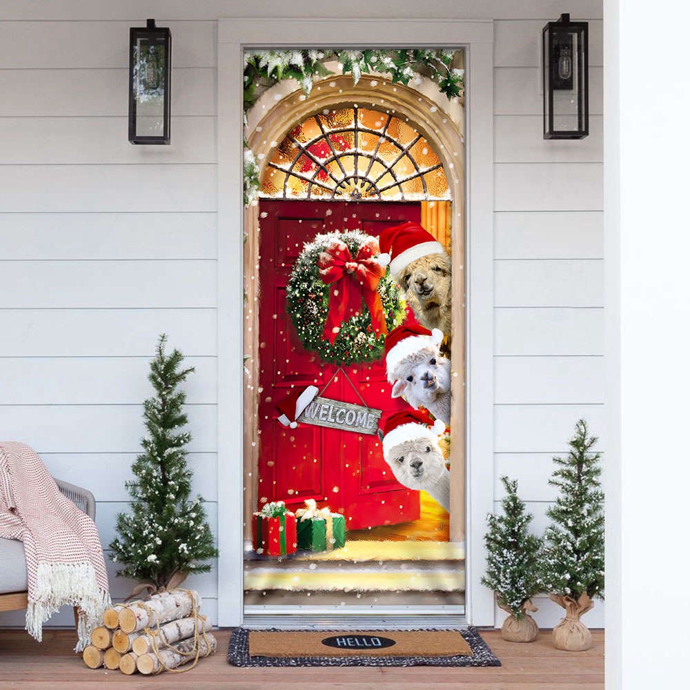 Alpaca Merry Christmas Door Cover Funny Xmas Door Cover Christmas, Christmas Gift