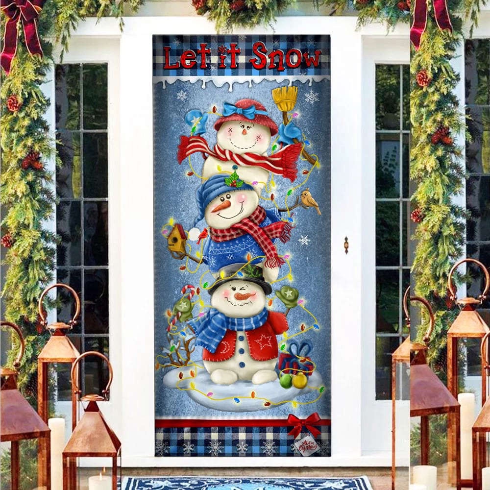 Banner Home Decor Let It Snow Door Cover, Snowman Christmas Door Cover, Gift For Decor, Christmas Gift