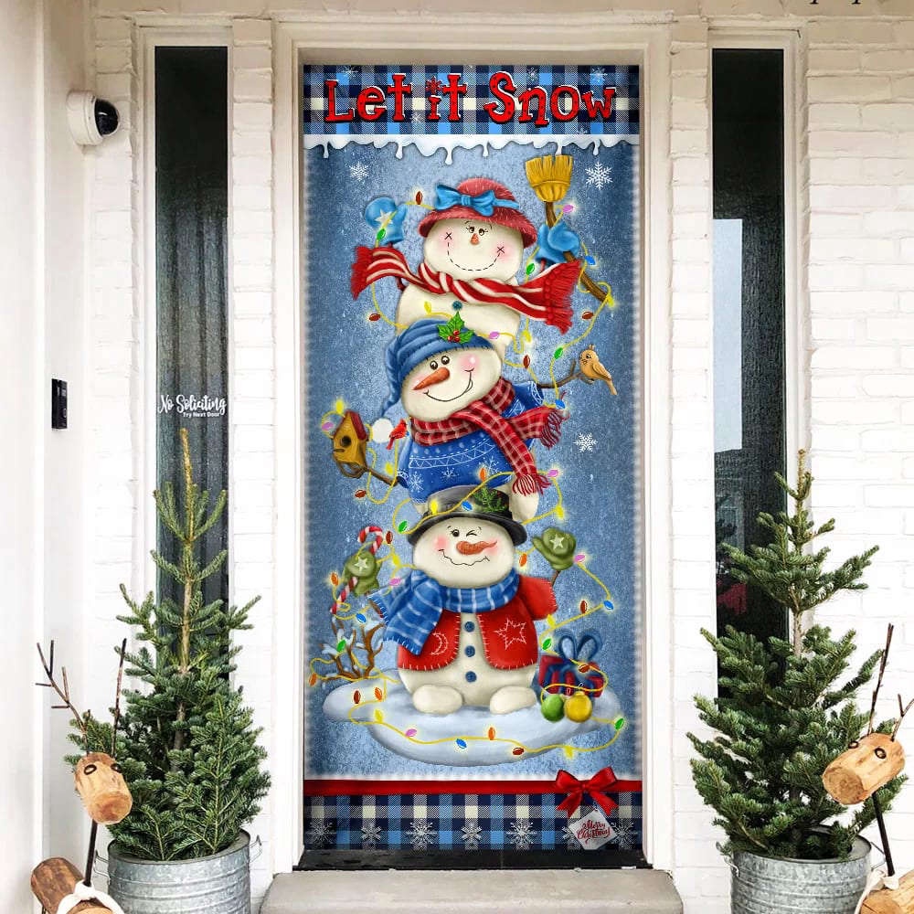 Banner Home Decor Let It Snow Door Cover, Snowman Christmas Door Cover, Gift For Decor, Christmas Gift