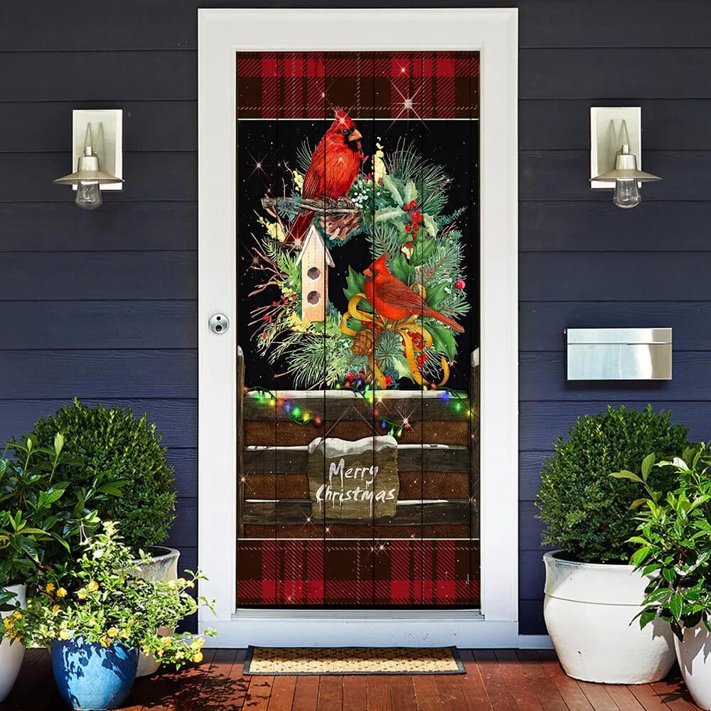 Beautiful Cardinal Merry Christmas Door Cover, Cardinal Christmas Decor, Christmas Door Cover Decorations, Christmas Gift