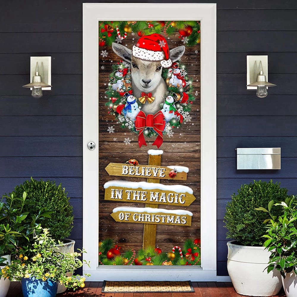 Believe In The Magic Of Christmas Door Cover, Goat Christmas Door Cover, Gift For Decor, Christmas Gift Believe In The Magic Of Christmas Door Cover, Goat Christmas Door Cover, Gift For Decor, Christmas Gift