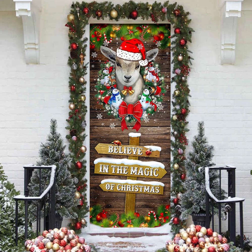 Believe In The Magic Of Christmas Door Cover, Goat Christmas Door Cover, Gift For Decor, Christmas Gift Believe In The Magic Of Christmas Door Cover, Goat Christmas Door Cover, Gift For Decor, Christmas Gift