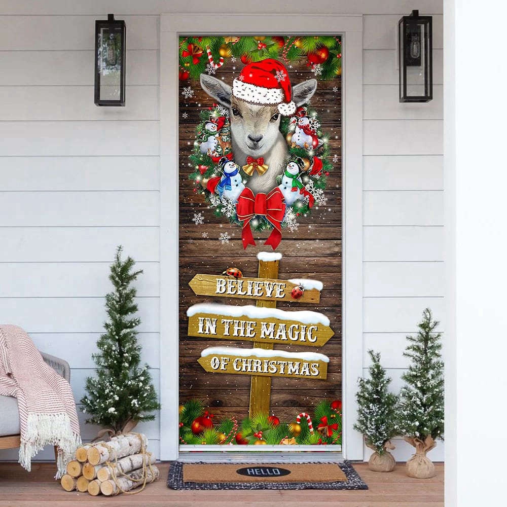 Believe In The Magic Of Christmas Door Cover, Goat Christmas Door Cover, Gift For Decor, Christmas Gift Believe In The Magic Of Christmas Door Cover, Goat Christmas Door Cover, Gift For Decor, Christmas Gift