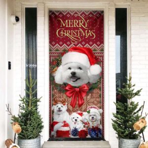 Bichon Frise With Christmas Begins Door Cover,…