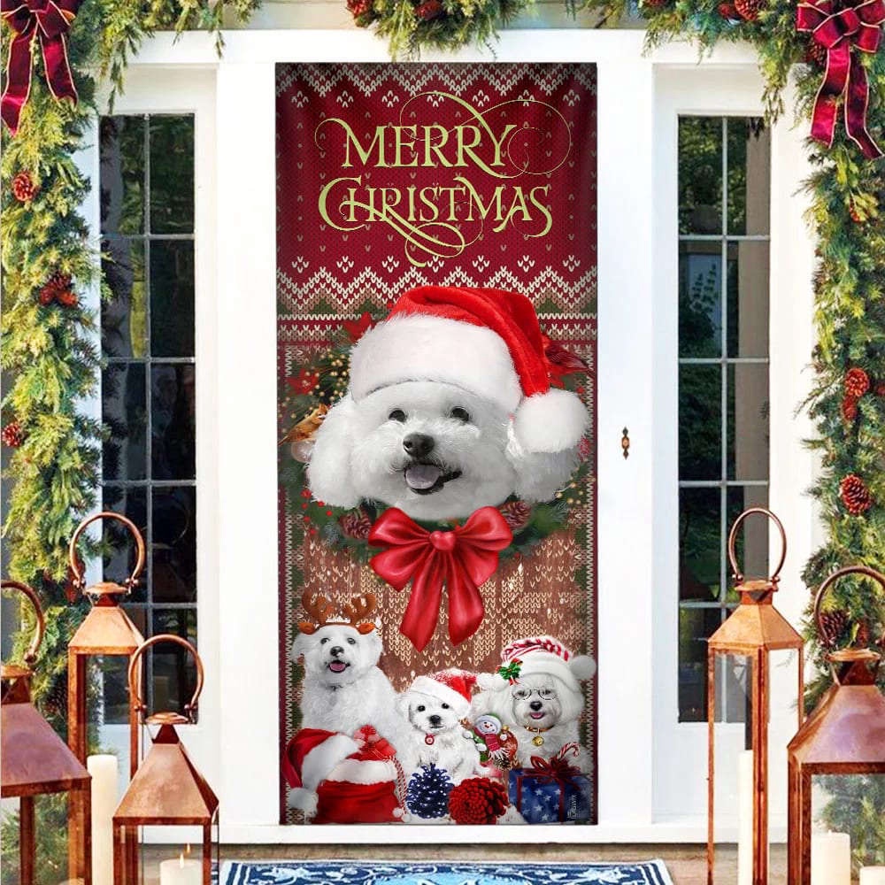 Bichon Frise With Christmas Begins Door Cover, Front Door Christmas Cover, Gift For Decor, Christmas Gift Bichon Frise With Christmas Begins Door Cover, Front Door Christmas Cover, Gift For Decor, Christmas Gift