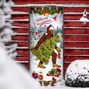 Bigfoot Wearing Santa Hat Christmas Door Cover Front Door Christmas Cover Housewarming Gifts Christmas Gift 4 vug7x2.jpg