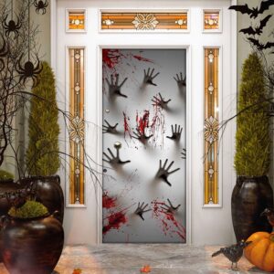 Blood Hands Halloween Door Cover Halloween Door…