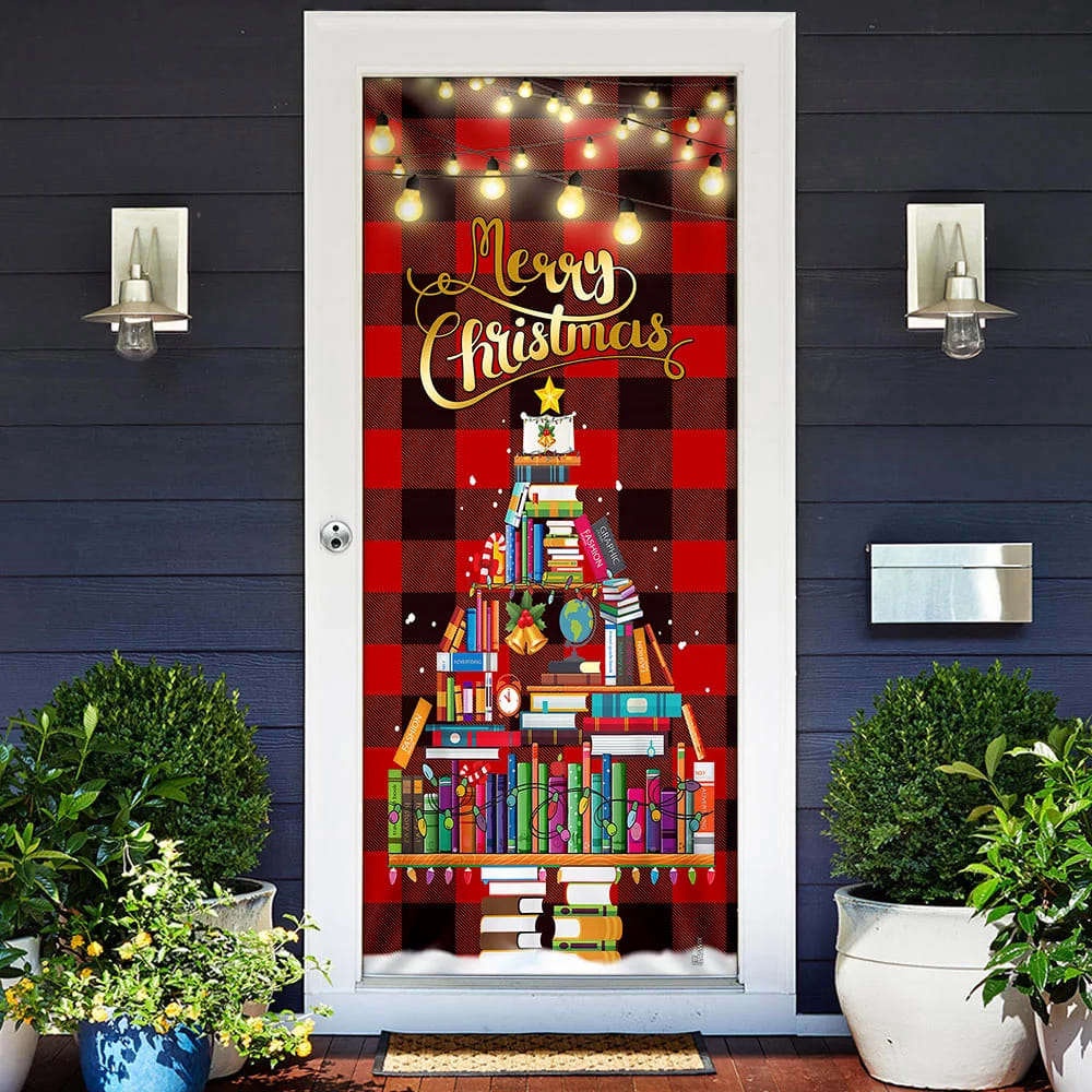 Book Christmas Tree Door Cover, Merry Christmas, Front Door Christmas Cover, Christmas Gift Book Christmas Tree Door Cover, Merry Christmas, Front Door Christmas Cover, Christmas Gift