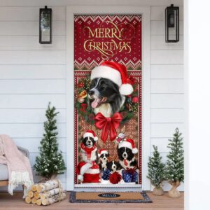 Border Collie With Christmas Begins Door Cover,…