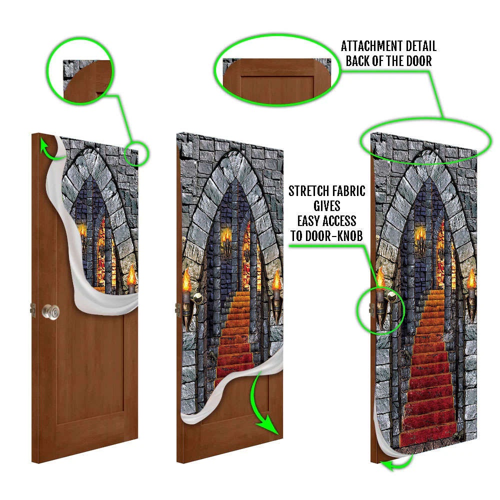 Castle Entrance Halloween Door Cover Decorations for Front Door, Christmas Gift Castle Entrance Halloween Door Cover Decorations for Front Door, Christmas Gift