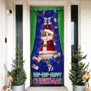 Cat Door Cover Happy Christmas, Front Door…