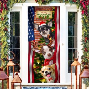 Chihuahua Door Cover Merry Woofmas, Xmas Outdoor…