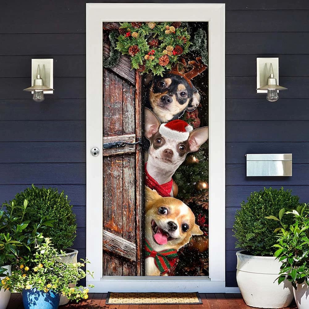 Chihuahua Door Cover, Xmas Outdoor Decoration, Gifts For Dog Lovers, Housewarming Gifts, Christmas Gift Chihuahua Door Cover, Xmas Outdoor Decoration, Gifts For Dog Lovers, Housewarming Gifts, Christmas Gift
