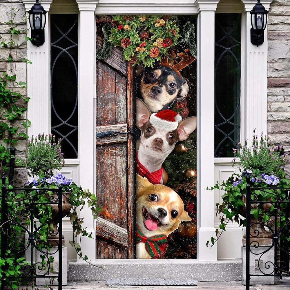 Chihuahua Door Cover, Xmas Outdoor Decoration, Gifts For Dog Lovers, Housewarming Gifts, Christmas Gift Chihuahua Door Cover, Xmas Outdoor Decoration, Gifts For Dog Lovers, Housewarming Gifts, Christmas Gift