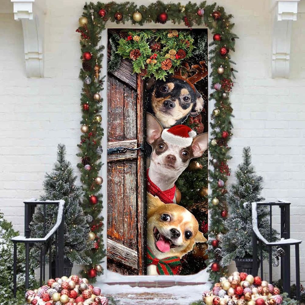 Chihuahua Door Cover, Xmas Outdoor Decoration, Gifts For Dog Lovers, Housewarming Gifts, Christmas Gift Chihuahua Door Cover, Xmas Outdoor Decoration, Gifts For Dog Lovers, Housewarming Gifts, Christmas Gift