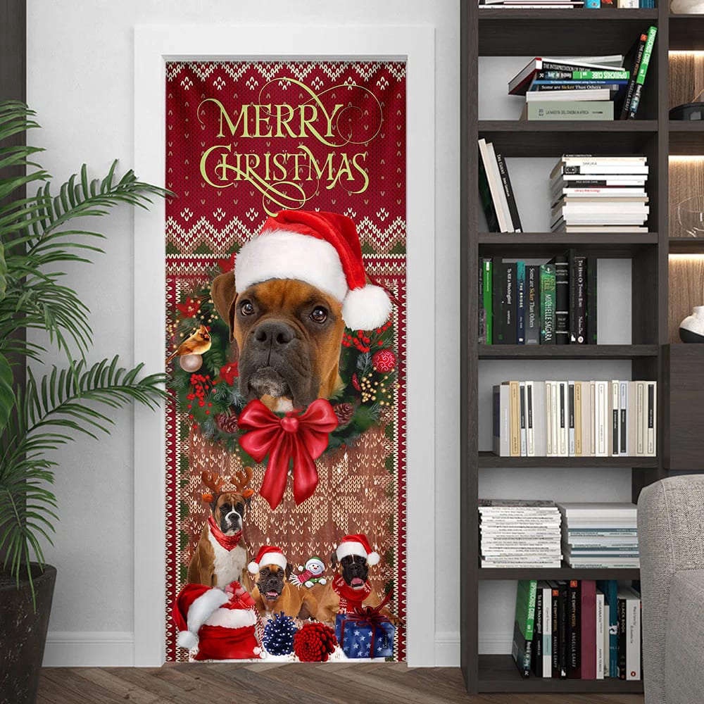 Christmas Begins With Boxer Door Cover, Front Door Christmas Cover, Gift For Christmas, Christmas Gift