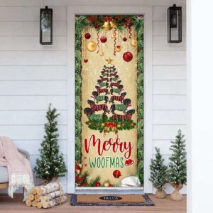 Christmas Dachshunds Tree Door Cover, Door Christmas…