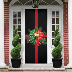 Christmas Decor Gift Background Black Door Cover,…