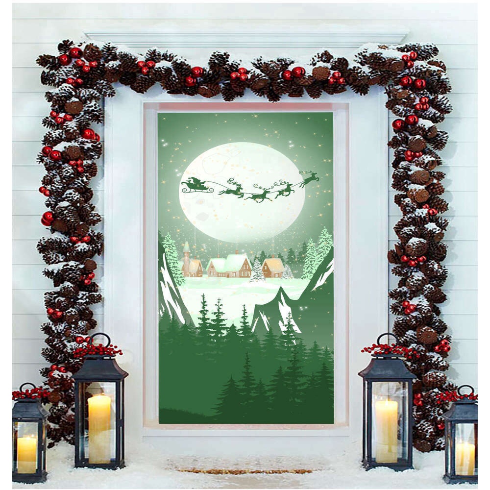 Christmas Deer and Santa Claus Door Cover, Best Christmas Gift For Family, Christmas Gift Christmas Deer and Santa Claus Door Cover, Best Christmas Gift For Family, Christmas Gift
