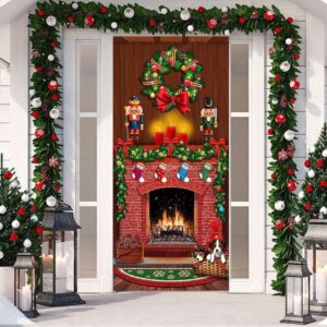 Christmas Door Cover Festive Xmas Fireplace Backdrops…