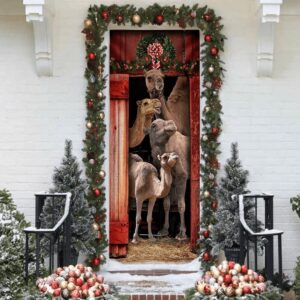 Christmas Door Cover Happy Family Camel, Gift…