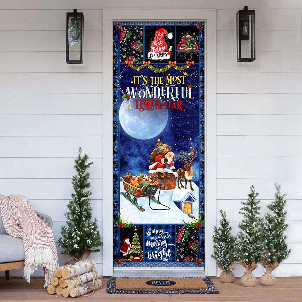 Christmas Door Cover It’s The Most Wonderful Time Of The Year, Gift For Christmas, Christmas Gift